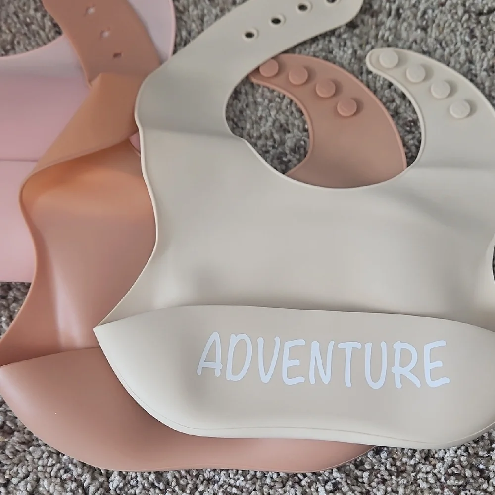 Silicone Bib 5 Set - Pink, Cream, Tan